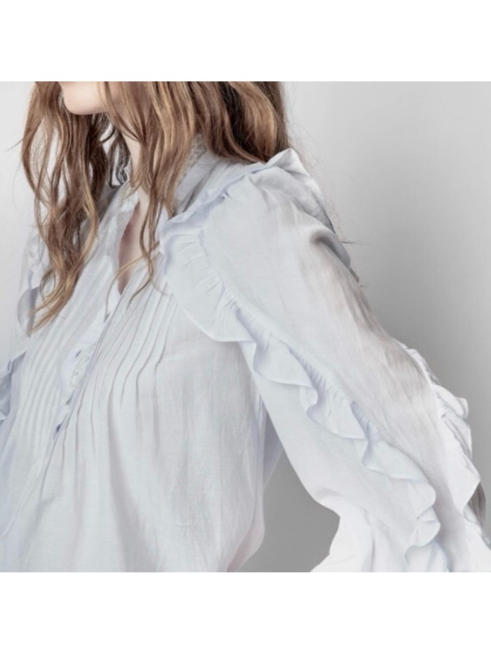 Zadig & Voltaire Timmy Tomboy Pale Blue Ruffled Blouse - Picture 4 of 4